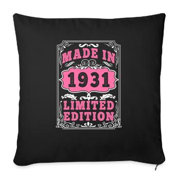 Vintage Né(e) en 1931 made in 1931 94 ans. Art_20 - Housse de coussin décorative 45 x 45 cm - noir - Devant