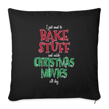 Bake Stuff Montre Films Noël Gâteau Cuire Cadeau - Housse de coussin décorative 45 x 45 cm - noir - Devant