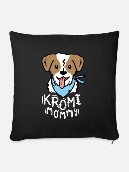 Kromi Mommy - Kromfohrländer Shirt - Sofakissenbezug 45 x 45 cm - Schwarz