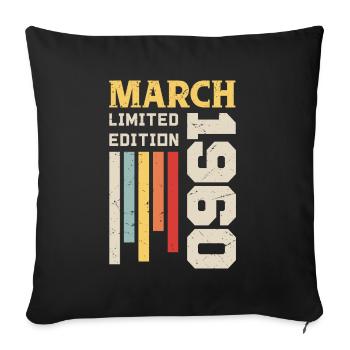 March 1960 - Birthday Gift March 1960 Anniv - Sofa pillowcase 17,3'' x 17,3'' (45 x 45 cm) - black - Front