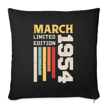 March 1954 - Birthday Gift March 1954 Anniv - Sofa pillowcase 17,3'' x 17,3'' (45 x 45 cm) - black - Front