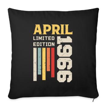 April 1966 - Birthday Gift April 1966 April - Sofa pillowcase 17,3'' x 17,3'' (45 x 45 cm) - black - Front