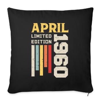 April 1960 - Birthday gift April 1960 April - Sofa pillowcase 17,3'' x 17,3'' (45 x 45 cm) - black - Front