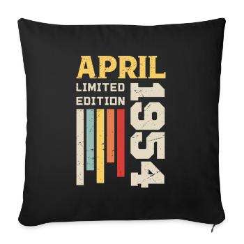 April 1954 - Birthday Gift April 1954 April - Sofa pillowcase 17,3'' x 17,3'' (45 x 45 cm) - black - Front
