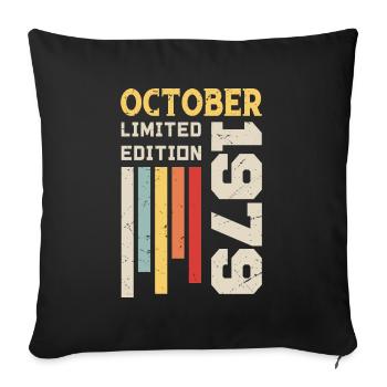 October 1979 - October 1979 Birthday Gift - Sofa pillowcase 17,3'' x 17,3'' (45 x 45 cm) - black - Front