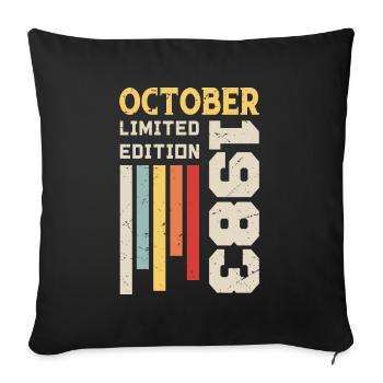 October 1983 - October 1983 Birthday Gift - Sofa pillowcase 17,3'' x 17,3'' (45 x 45 cm) - black - Front