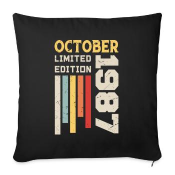 October 1987 - October 1987 Birthday Gift - Sofa pillowcase 17,3'' x 17,3'' (45 x 45 cm) - black - Front
