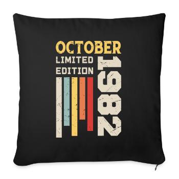 October 1982 - October 1982 Birthday Gift - Sofa pillowcase 17,3'' x 17,3'' (45 x 45 cm) - black - Front