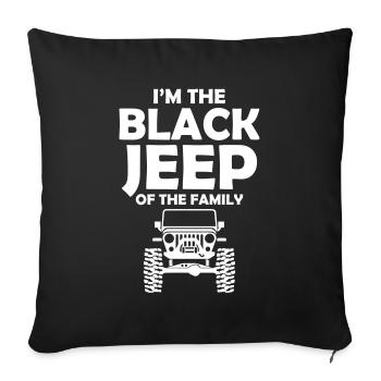Je suis les jeeps noires de la famille - Housse de coussin décorative 45 x 45 cm - noir - Devant