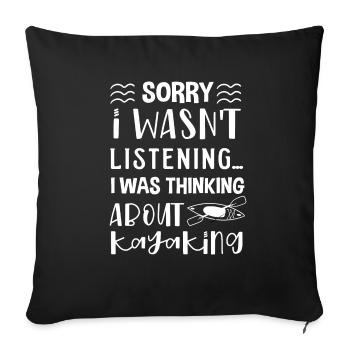 Penser au kayak, pagaie, sports nautiques, kayak - Housse de coussin décorative 45 x 45 cm - noir - Devant