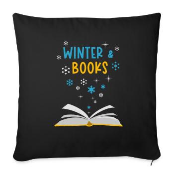 Winter Cozy Reading Books Snow Nature - Sofa pillowcase 17,3'' x 17,3'' (45 x 45 cm) - black - Front