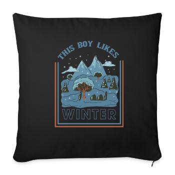 Un garçon aime le paysage de neige douillet de la - Housse de coussin décorative 45 x 45 cm - noir - Devant