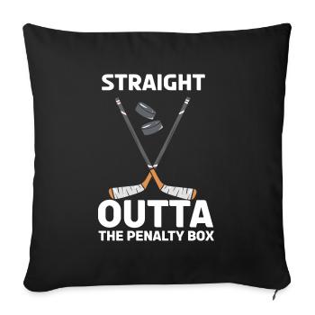Joueur de hockey sur glace tout droit sorti de la boîte de pénalité - Housse de coussin décorative 45 x 45 cm - noir - Devant