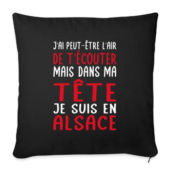 Dans ma tête je suis en Alsace - Housse de coussin décorative 45 x 45 cm - noir - Devant