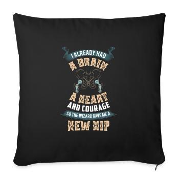 Nouvelle hanche pour les patients avec remplacement de hanche - Housse de coussin décorative 45 x 45 cm - noir - Devant