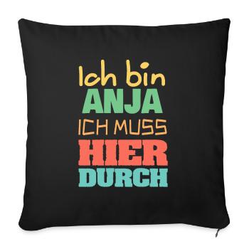 Anja - Sofakissenbezug 45 x 45 cm - Schwarz - Vorne