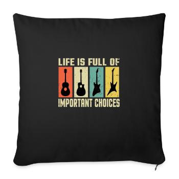 Guitare vintage guitariste musiciens conception de guitare électrique - Housse de coussin décorative 45 x 45 cm - noir - Devant