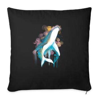 Rainbow watercolor whale humpback whale blue whale - Sofa pillowcase 17,3'' x 17,3'' (45 x 45 cm) - black - Front