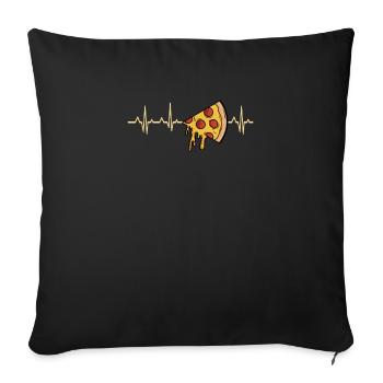 Pizza drôle de pepperoni Pizza Heartbeat EKG Food - Housse de coussin décorative 45 x 45 cm - noir - Devant