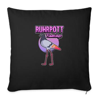 Ruhrpott Flamingo Lustiges Ruhrgebiet Taube - Sofakissenbezug 45 x 45 cm - Schwarz - Vorne