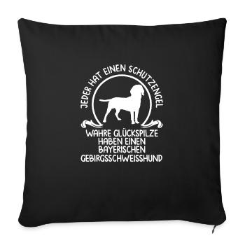 Bayerischer Gebirgsschweißhund Schutzengel Jagdhun - Sofakissenbezug 45 x 45 cm - Schwarz - Vorne