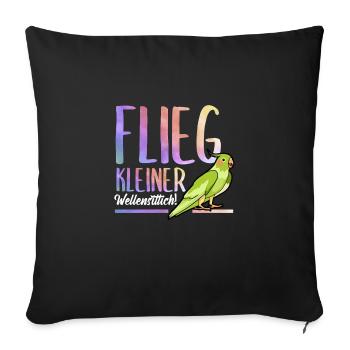 Flieg kleiner Wellensittich Haustier Vogel Motiv - Sofakissenbezug 45 x 45 cm - Schwarz - Vorne