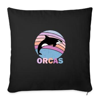 Orcas Vintage retromammaldolphinsblack und whiteca - Sofakissenbezug 45 x 45 cm - Schwarz - Vorne
