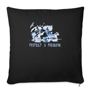 Preserve & Protect Environmental Protection Climate Protection Polar Bear - Sofa pillowcase 17,3'' x 17,3'' (45 x 45 cm) - black - Front
