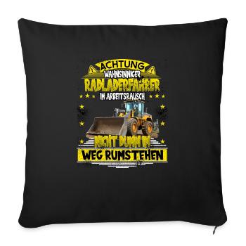 Conducteurs de charge sur pneus Chantiers - Housse de coussin décorative 45 x 45 cm - noir - Devant
