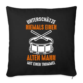 Trommel Drummer Trommeln Drumsticks Rührtrommel - Sofakissenbezug 45 x 45 cm - Schwarz - Vorne