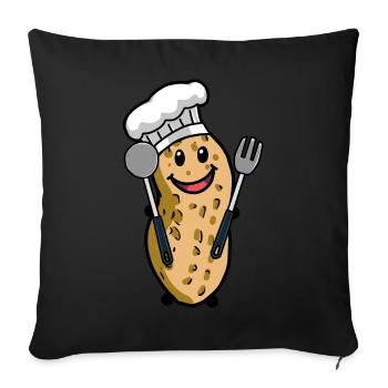 Koch Erdnuss Gourmet Kochkunst Hobbykoch Nuss - Sofakissenbezug 45 x 45 cm - Schwarz - Vorne