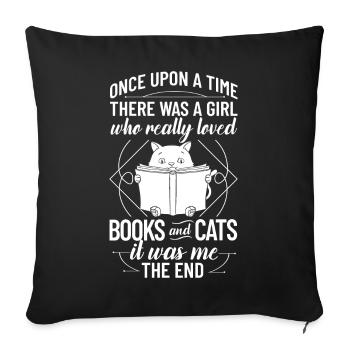 Katze Lesen Buch Leser Bibliothekar Bücher - Sofakissenbezug 45 x 45 cm - Schwarz - Vorne