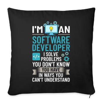 Software Development Software Developer Developer - Sofa pillowcase 17,3'' x 17,3'' (45 x 45 cm) - black - Front