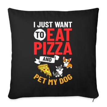 Pizza Dog Food Pizzeria Italian Puppies - Sofa pillowcase 17,3'' x 17,3'' (45 x 45 cm) - black - Front
