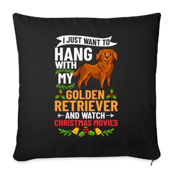 Golden Retriever Dog Puppy Owner Christmas - Sofa pillowcase 17,3'' x 17,3'' (45 x 45 cm) - black - Front