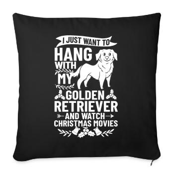 Golden Retriever Dog Puppy Owner Christmas - Sofa pillowcase 17,3'' x 17,3'' (45 x 45 cm) - black - Front