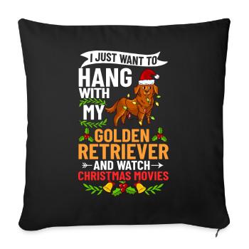 Golden Retriever Dog Puppy Propriétaire Noël - Housse de coussin décorative 45 x 45 cm - noir - Devant