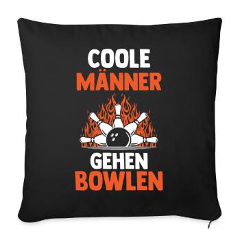 Bowler Bowlen Kegeln Bowling - Sofakissenbezug 45 x 45 cm - Schwarz - Vorne