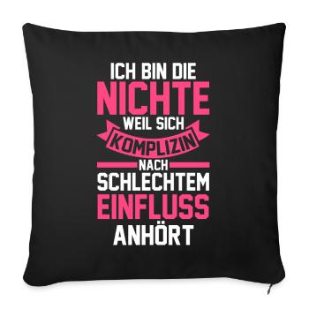 Nichte - Sofakissenbezug 45 x 45 cm - Schwarz - Vorne