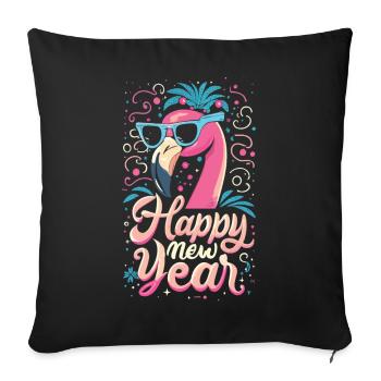 Bonne année avec Flamingo Charm - Housse de coussin décorative 45 x 45 cm - noir - Devant