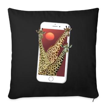 Giraffes - Sun - Smartphone - Wildlife in Africa - Sofa pillowcase 17,3'' x 17,3'' (45 x 45 cm) - black - Front