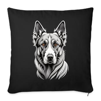 Majestic Beauty: The German Shepherd in White - Sofa pillowcase 17,3'' x 17,3'' (45 x 45 cm) - black - Front