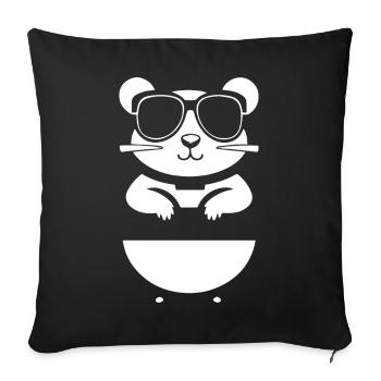 Hamster drôle avec des lunettes de soleil Hamsters - Housse de coussin décorative 45 x 45 cm - noir - Devant