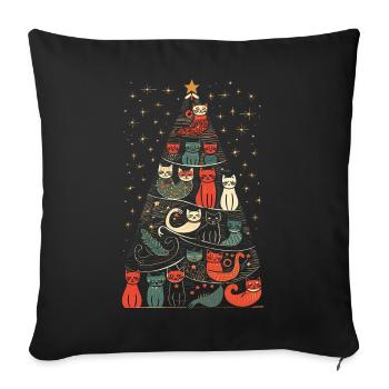 Katzen Tannenbaum Weihnachten Christbaum - Sofakissenbezug 45 x 45 cm - Schwarz - Vorne