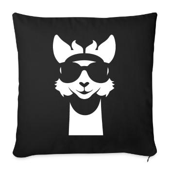 Lustiges Lama mit Sonnenbrille Coole Lamas - Sofakissenbezug 45 x 45 cm - Schwarz - Vorne