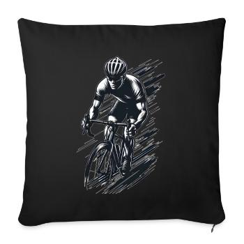 Cycliste, Graphique - Housse de coussin décorative 45 x 45 cm - noir - Devant