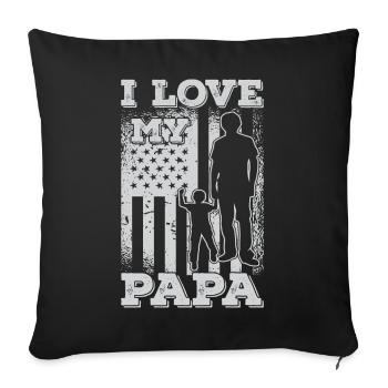 J’aime mon papa fête des pères fille fils - Housse de coussin décorative 45 x 45 cm - noir - Devant