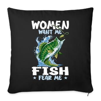 Frauen wollen mich, Fische, fürchten mich - Sofakissenbezug 45 x 45 cm - Schwarz - Vorne