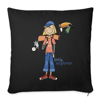 Little Explorer - Camping Kids - Sofakissenbezug 45 x 45 cm - Schwarz - Vorne