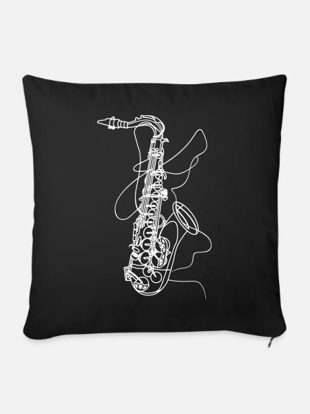 Saxophon Skizze - Sofakissenbezug 45 x 45 cm - Schwarz